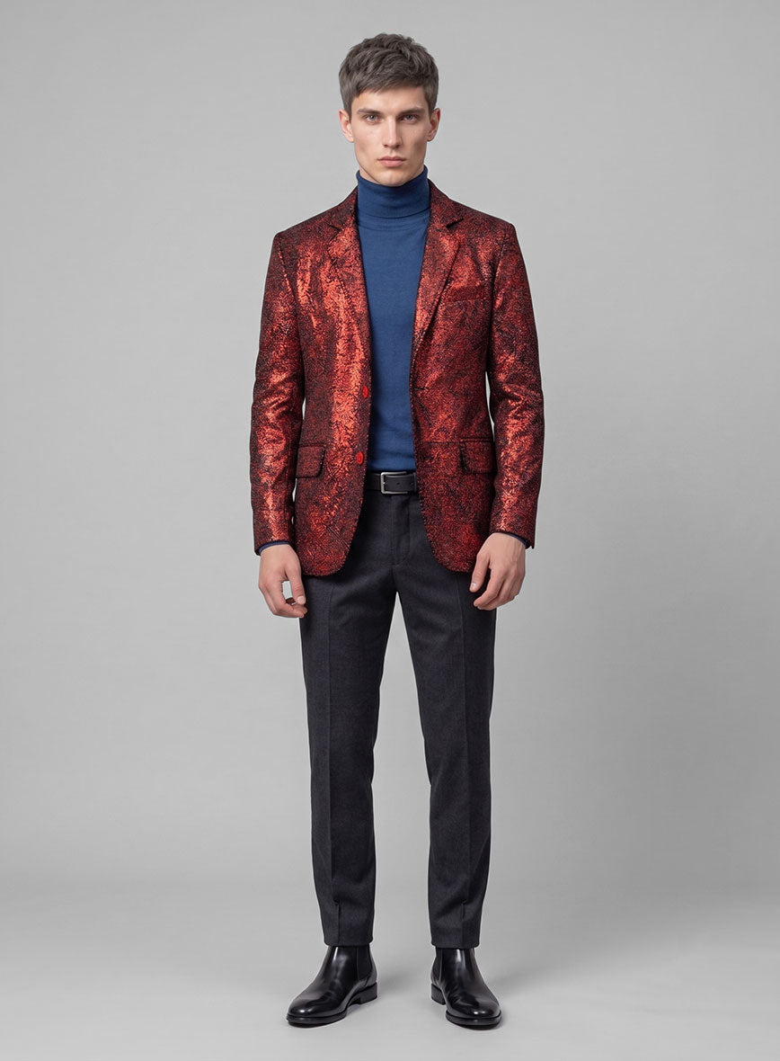 Twilight Red Medieval Leather Blazer - StudioSuits
