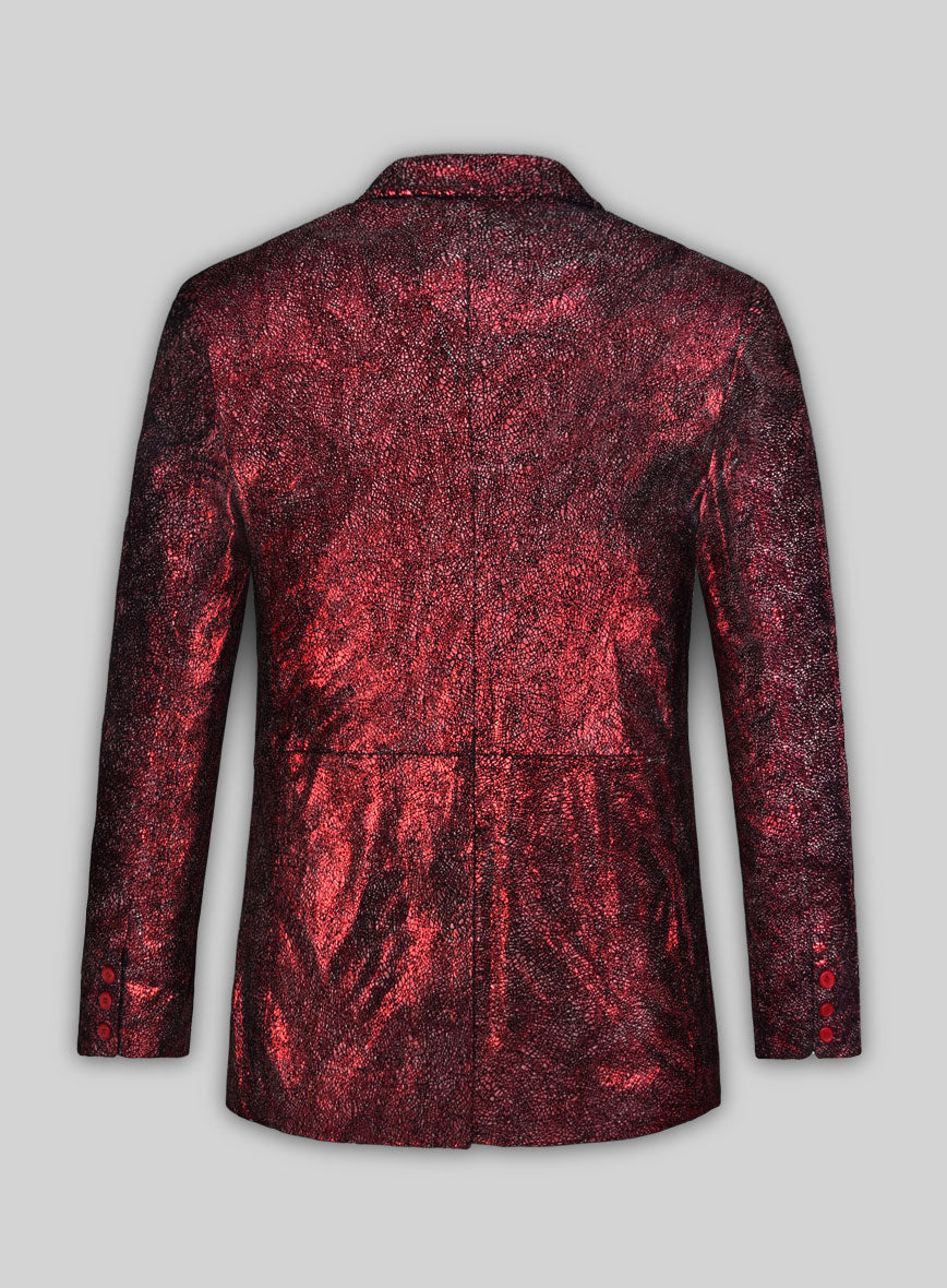 Twilight Red Leather Blazer - StudioSuits