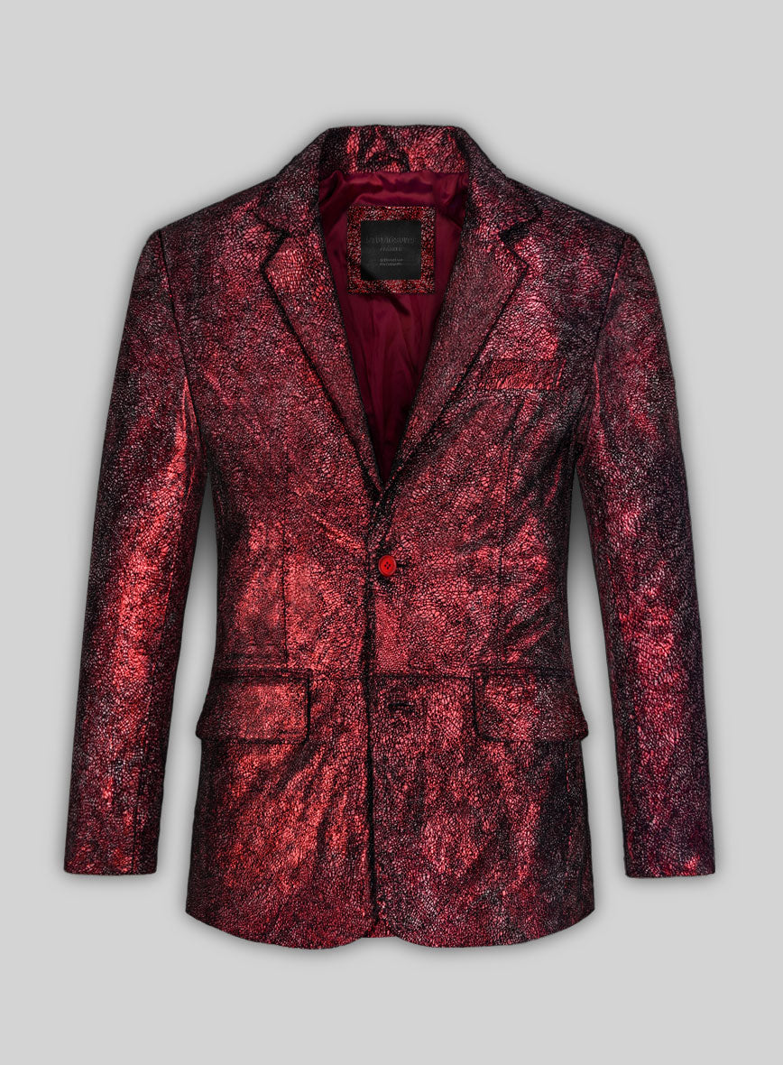 Twilight Red Leather Blazer - StudioSuits