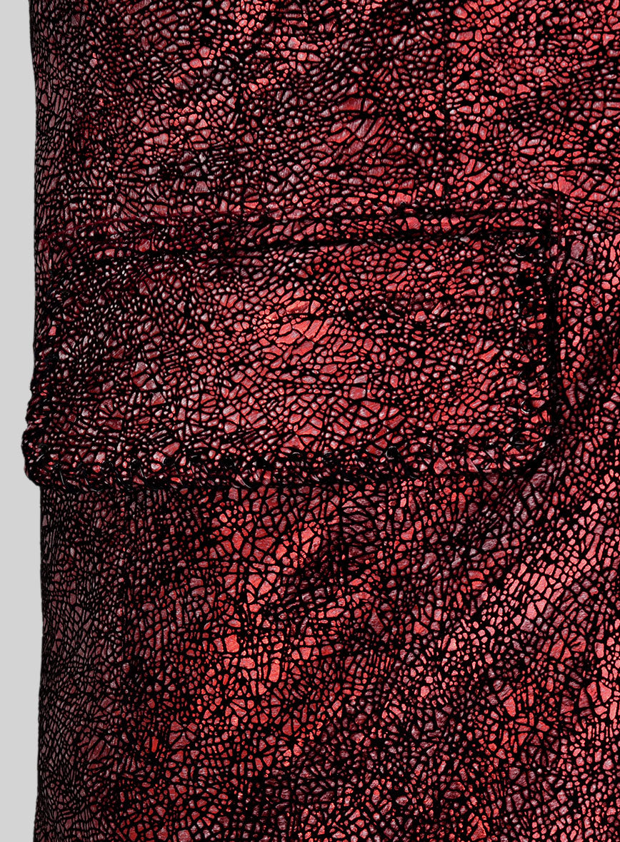 Twilight Red Medieval Leather Blazer - StudioSuits