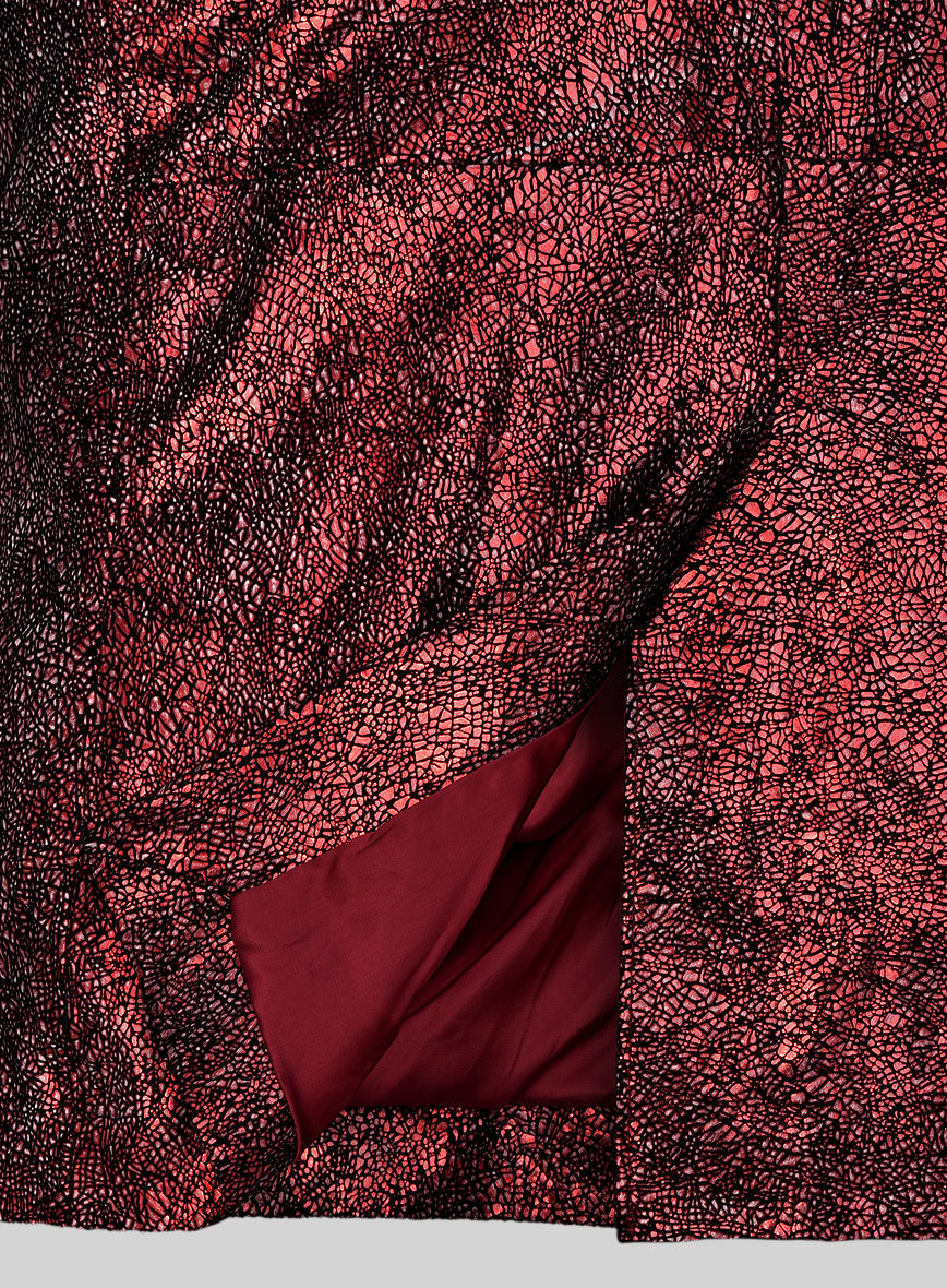 Twilight Red Medieval Leather Blazer - StudioSuits