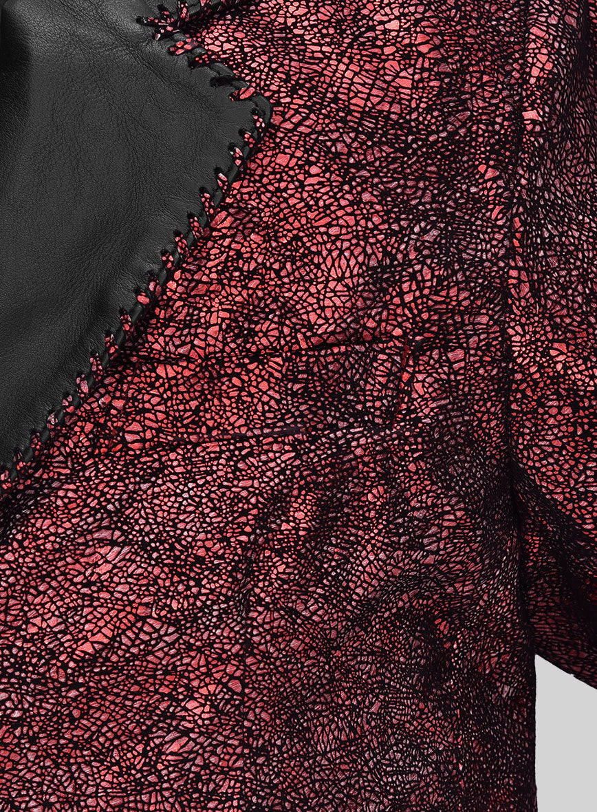 Twilight Red Medieval Tuxedo Leather Blazer - StudioSuits