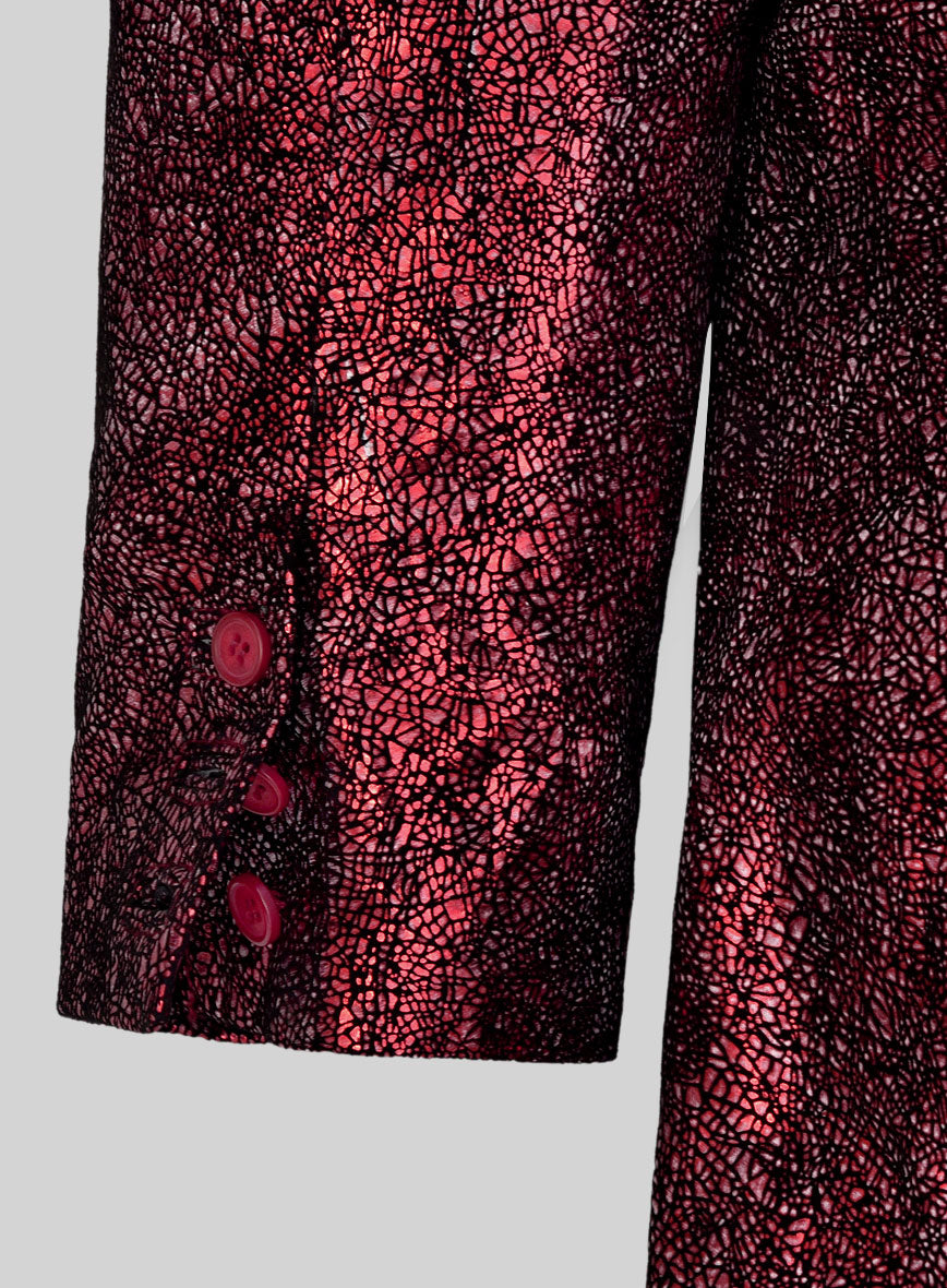 Twilight Red Medieval Tuxedo Leather Blazer - StudioSuits