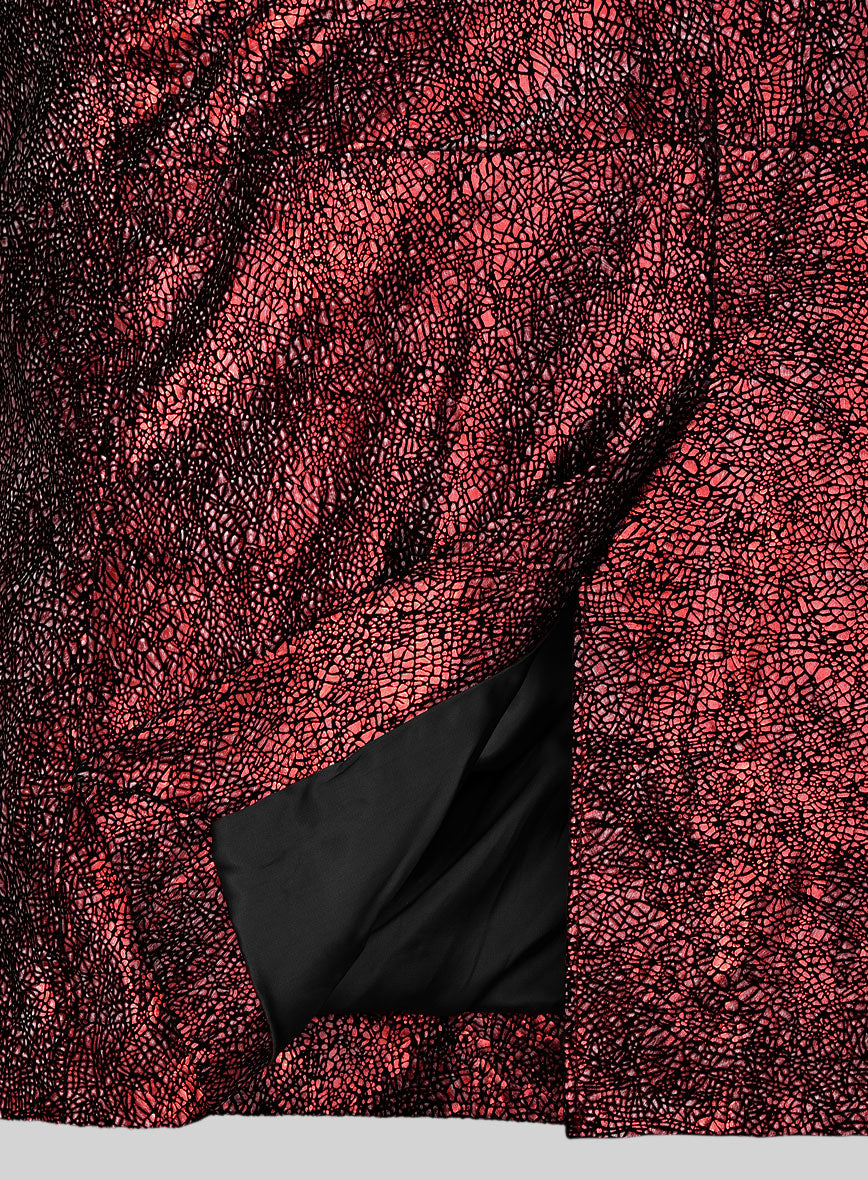 Twilight Red Medieval Tuxedo Leather Blazer - StudioSuits