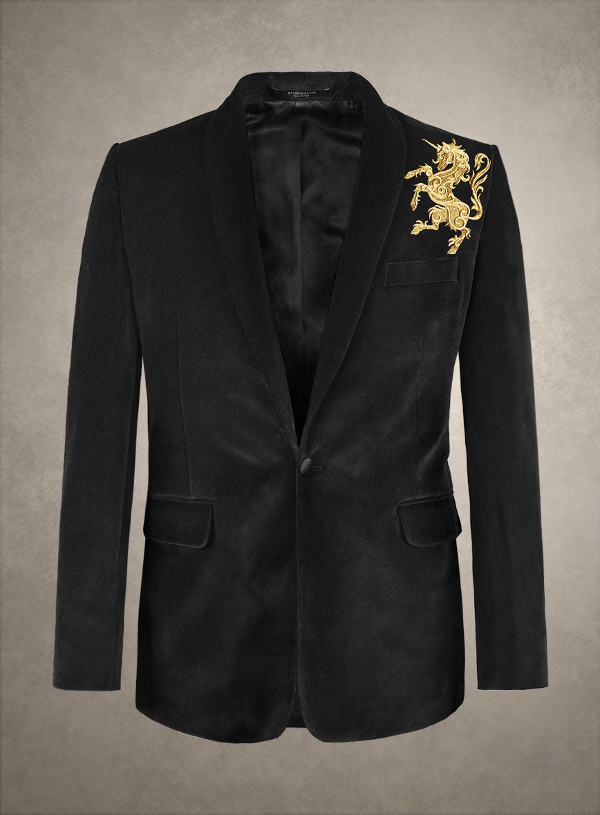 Unicorn Embroidery Velvet Blazer - StudioSuits