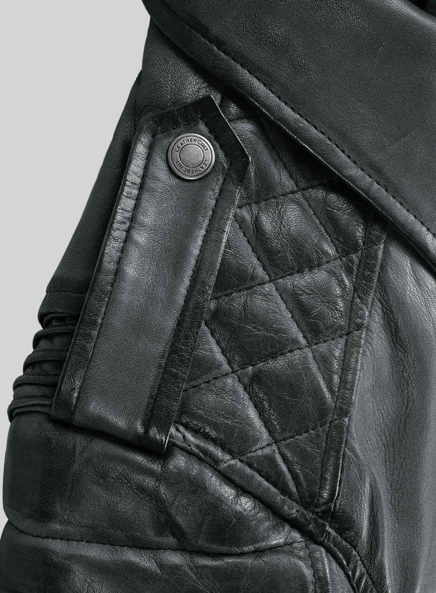 Women's Valencia Burnt Charcoal Leather Jacket - StudioSuits