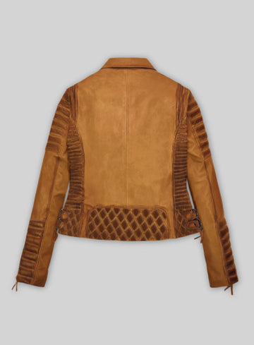Women's Valencia Burnt Mustard Leather Jacket - StudioSuits