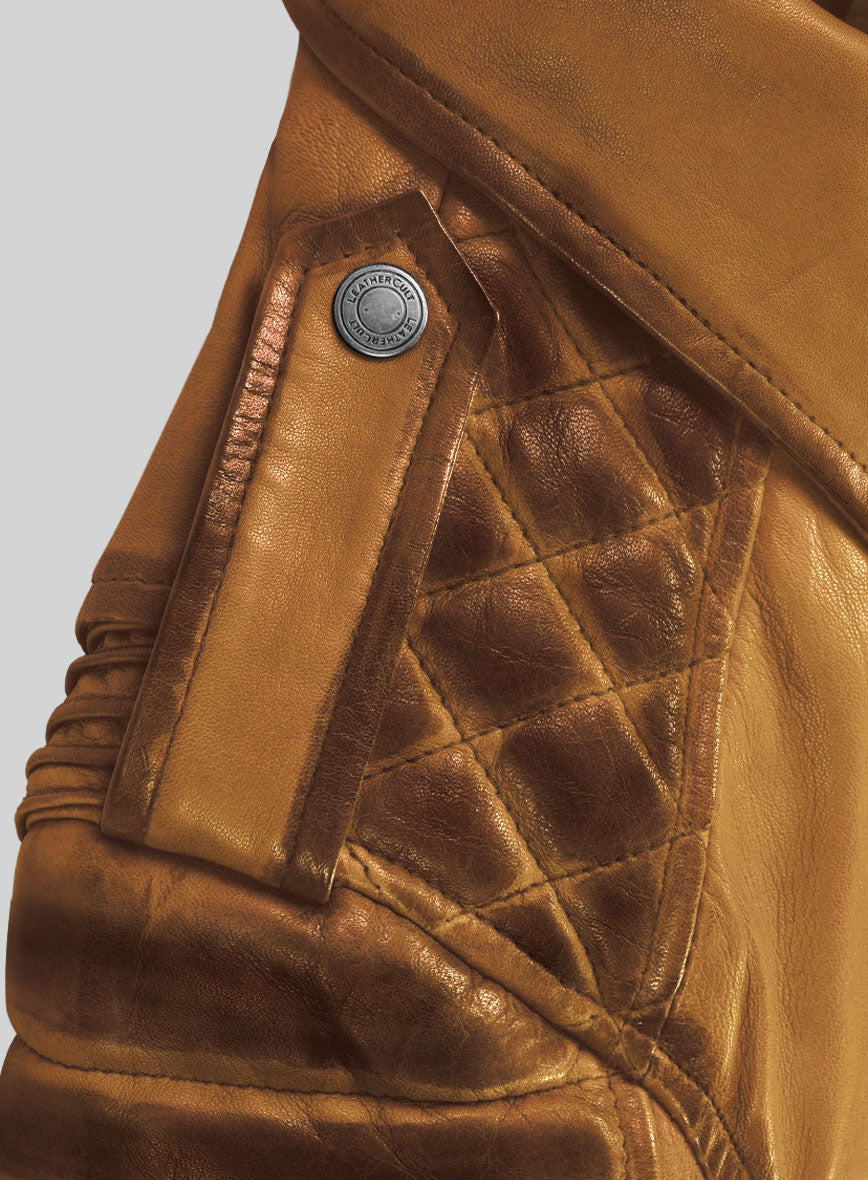 Women's Valencia Burnt Mustard Leather Jacket - StudioSuits