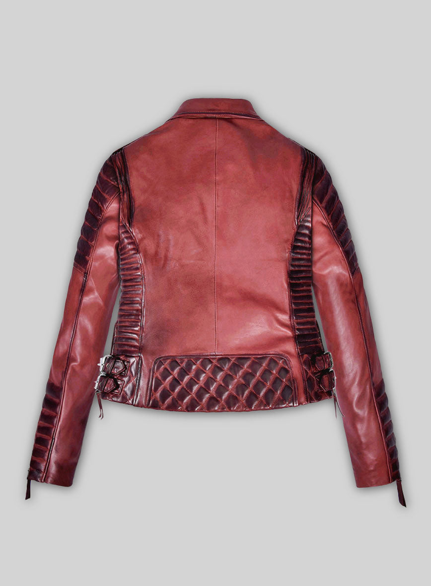 Women's Valencia Burnt Red Leather Jacket - StudioSuits