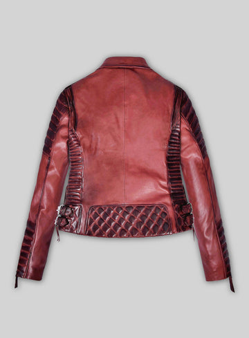 Women's Valencia Burnt Red Leather Jacket - StudioSuits