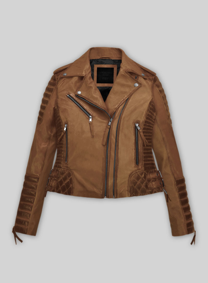 Women's Valencia Burnt Tan Leather Jacket - StudioSuits