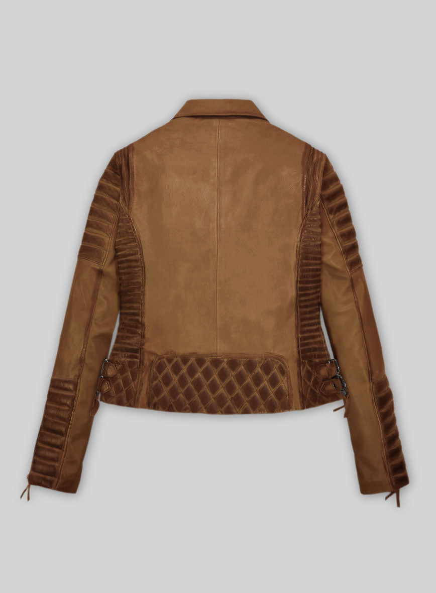Women's Valencia Burnt Tan Leather Jacket - StudioSuits