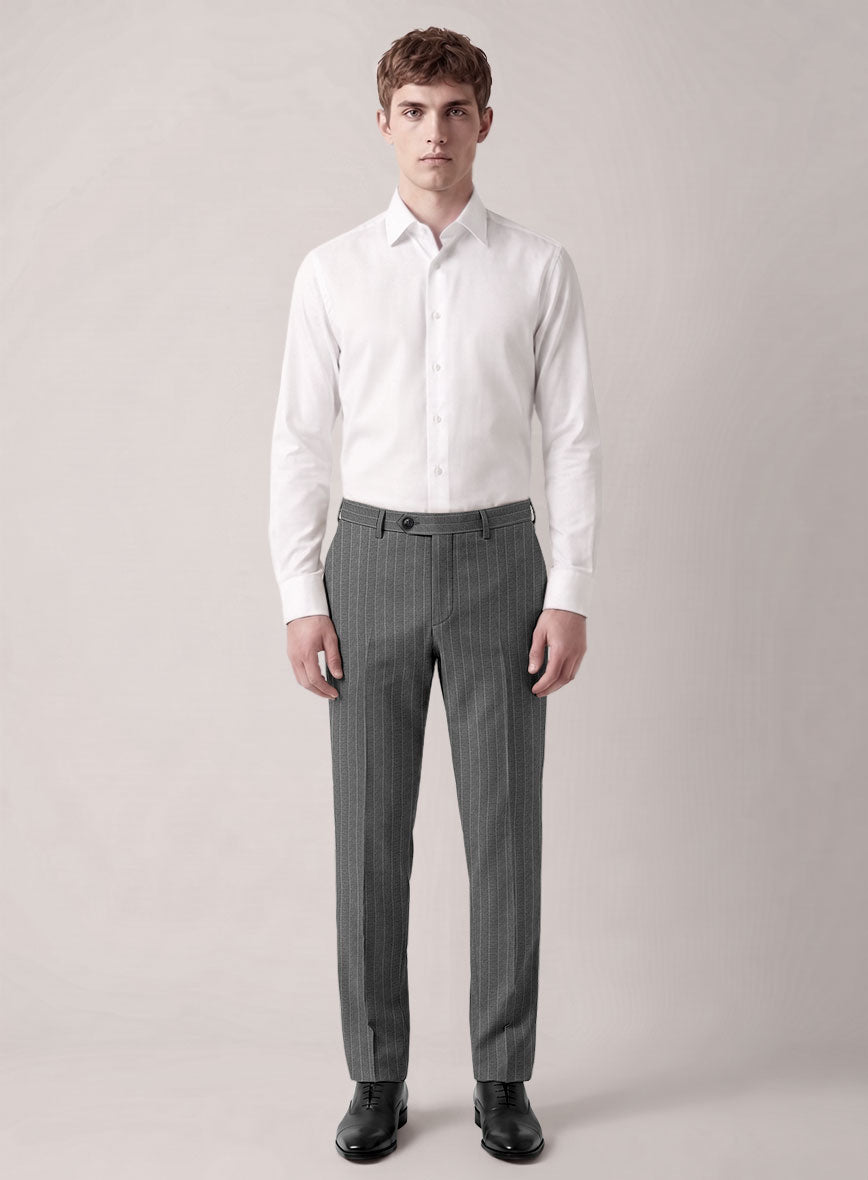 VBC Perennial Ash Gray Pinstripe Wool Pants - StudioSuits
