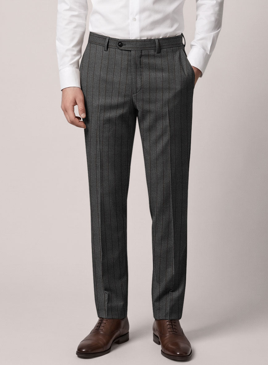 VBC Perennial Ash Gray Stripe Wool Pants - StudioSuits