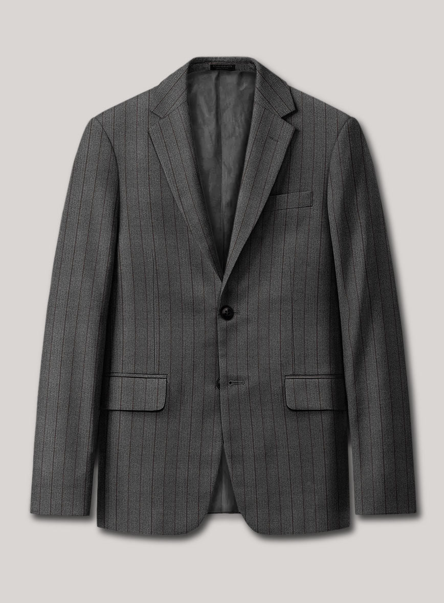 VBC Perennial Ash Gray Stripe Wool Jacket - StudioSuits