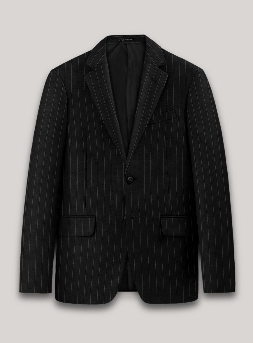 VBC Perennial Black Pinstripe Wool Jacket - StudioSuits