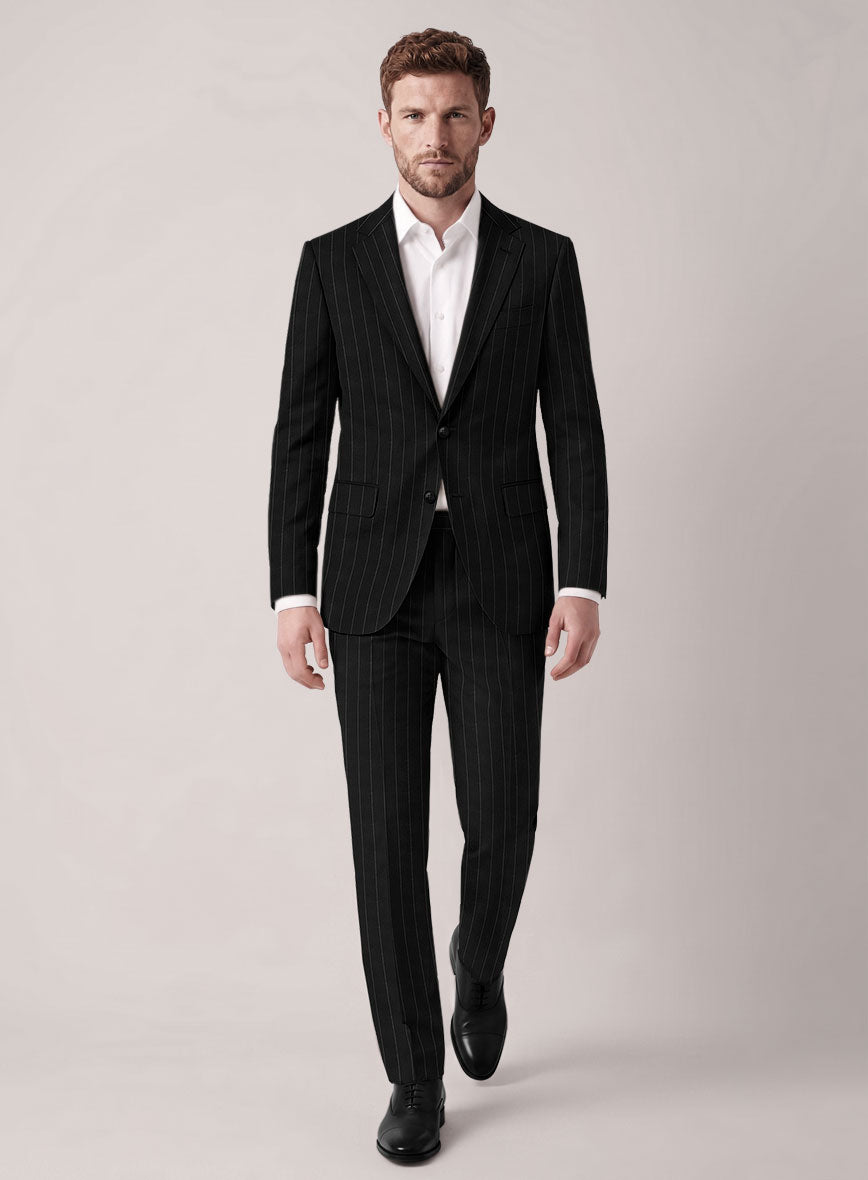 VBC Perennial Black Pinstripe Wool Suit - StudioSuits