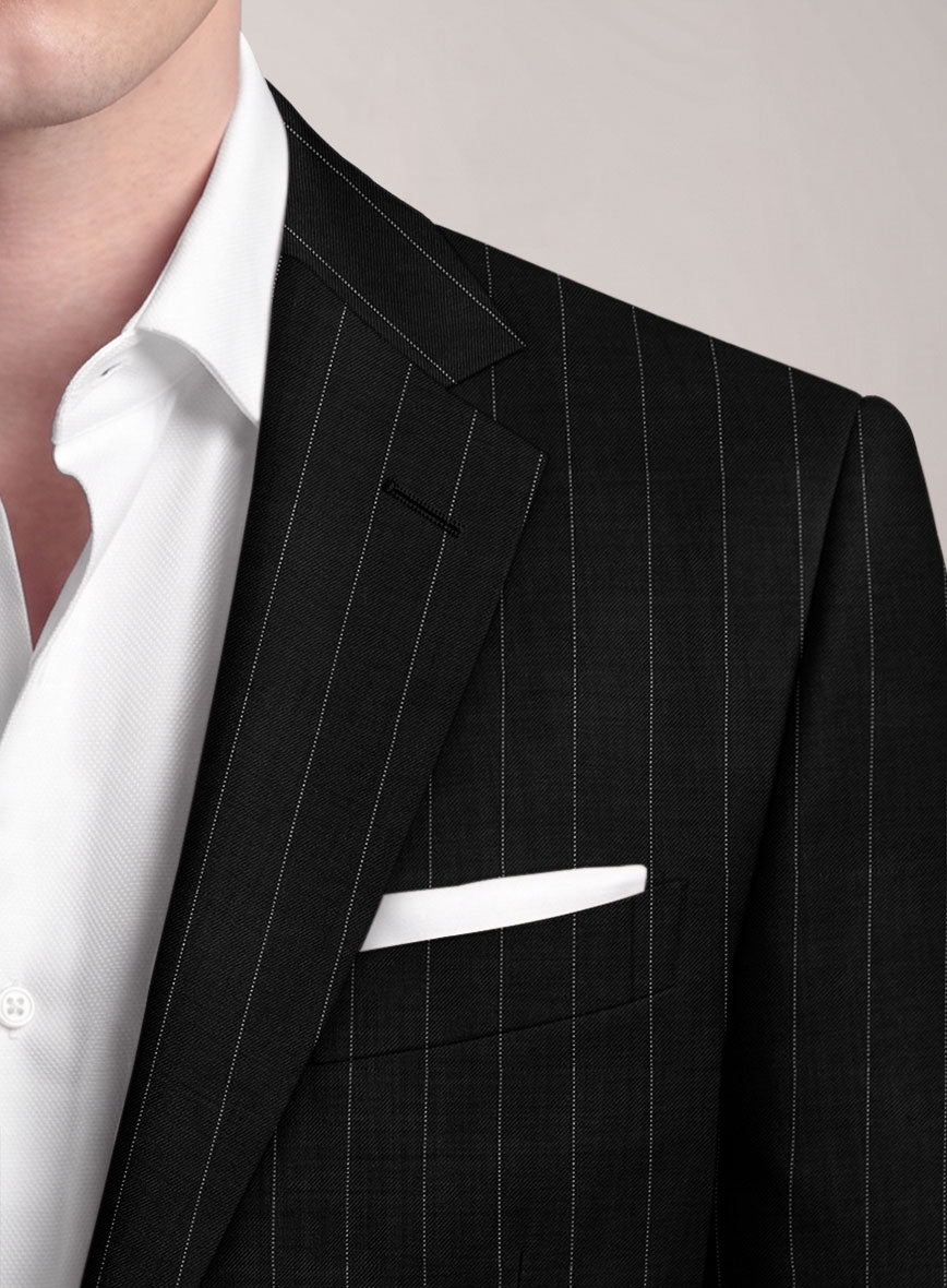 VBC Perennial Black Pinstripe Wool Suit - StudioSuits