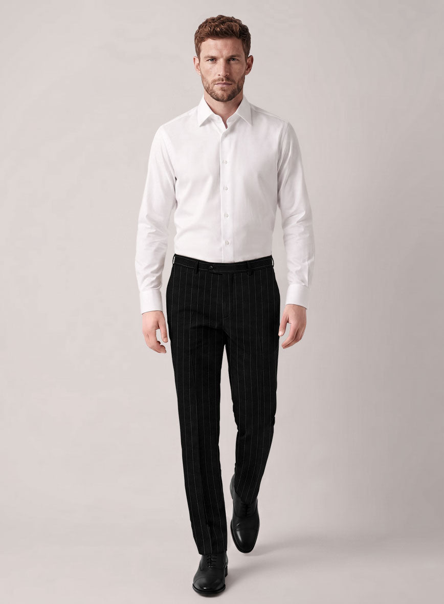 VBC Perennial Black Pinstripe Wool Suit - StudioSuits
