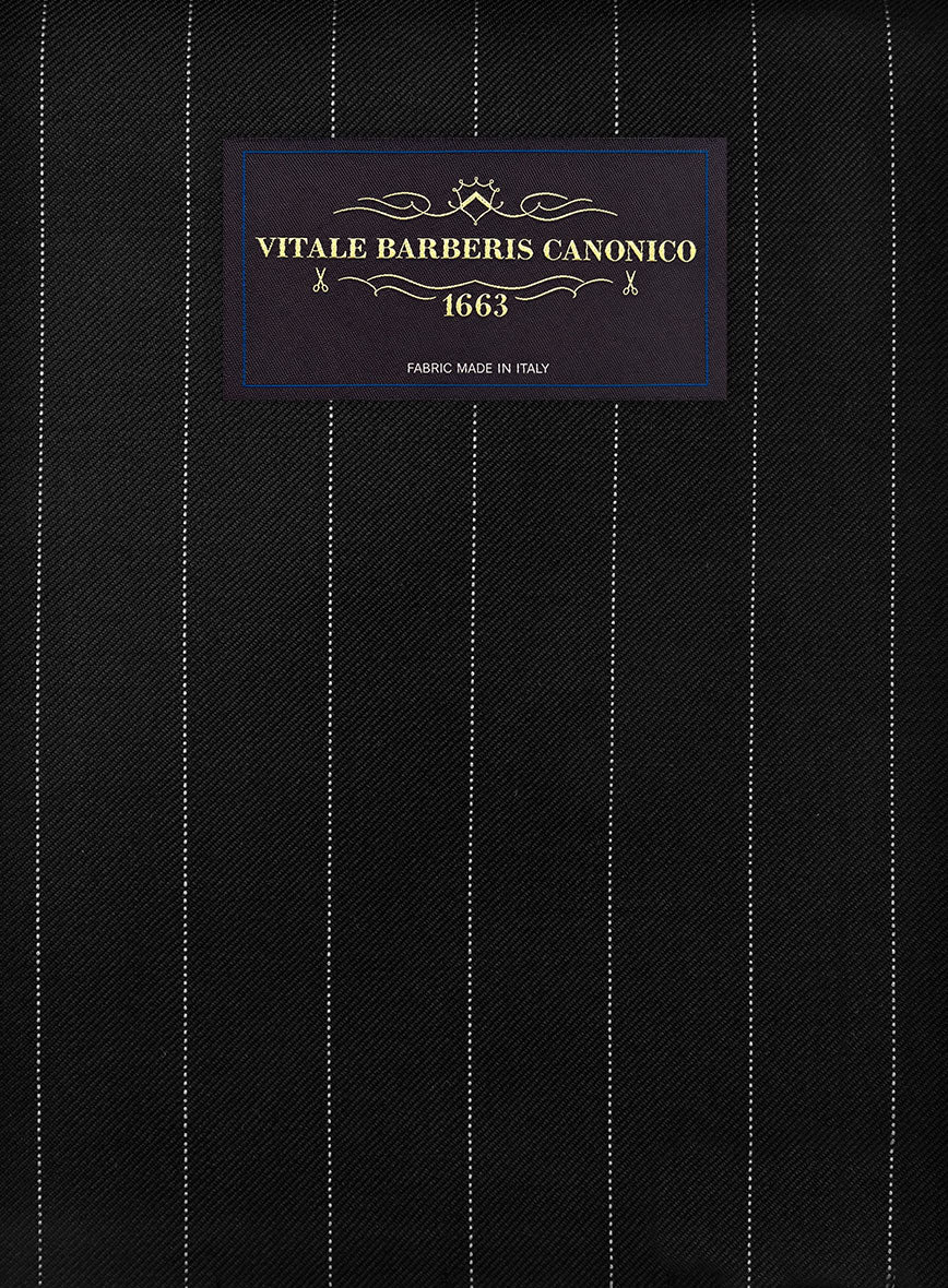 VBC Perennial Black Pinstripe Wool Suit - StudioSuits