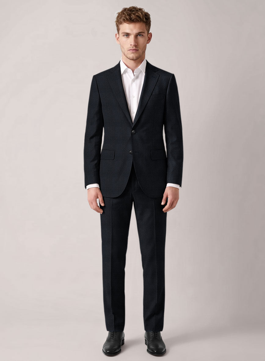 VBC Perennial Blue Mist Glen Check Wool Suit - StudioSuits