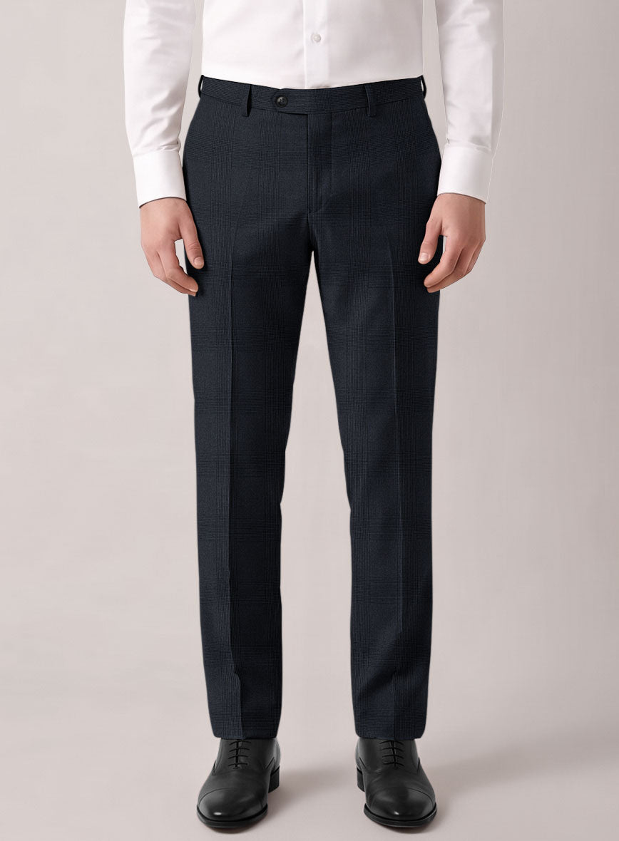 VBC Perennial Blue Mist Glen Check Wool Pants - StudioSuits