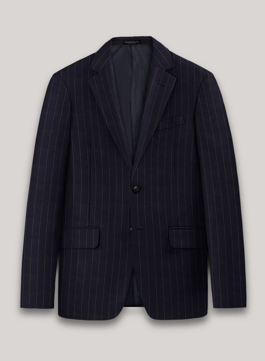 VBC Perennial Blue Pinstripe Wool Jacket - StudioSuits