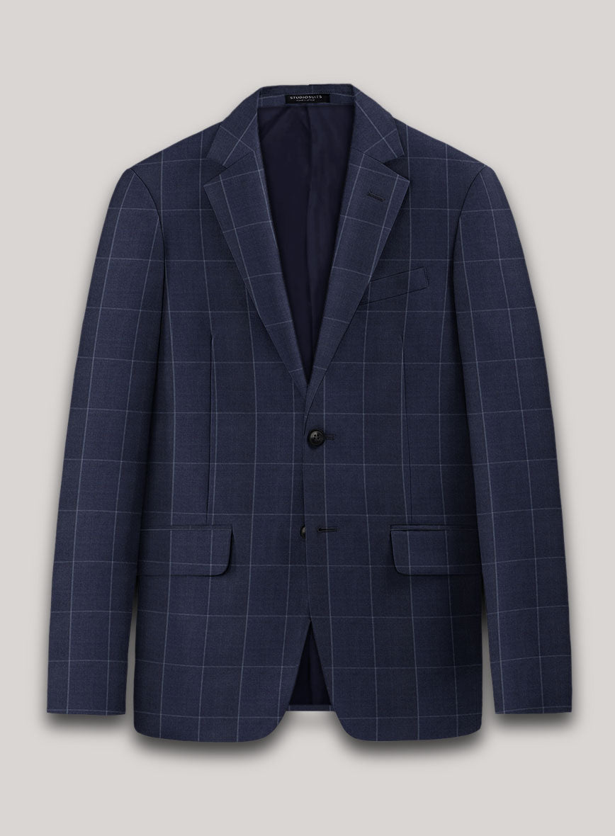 VBC Perennial Blue Windowpane Wool Jacket - StudioSuits
