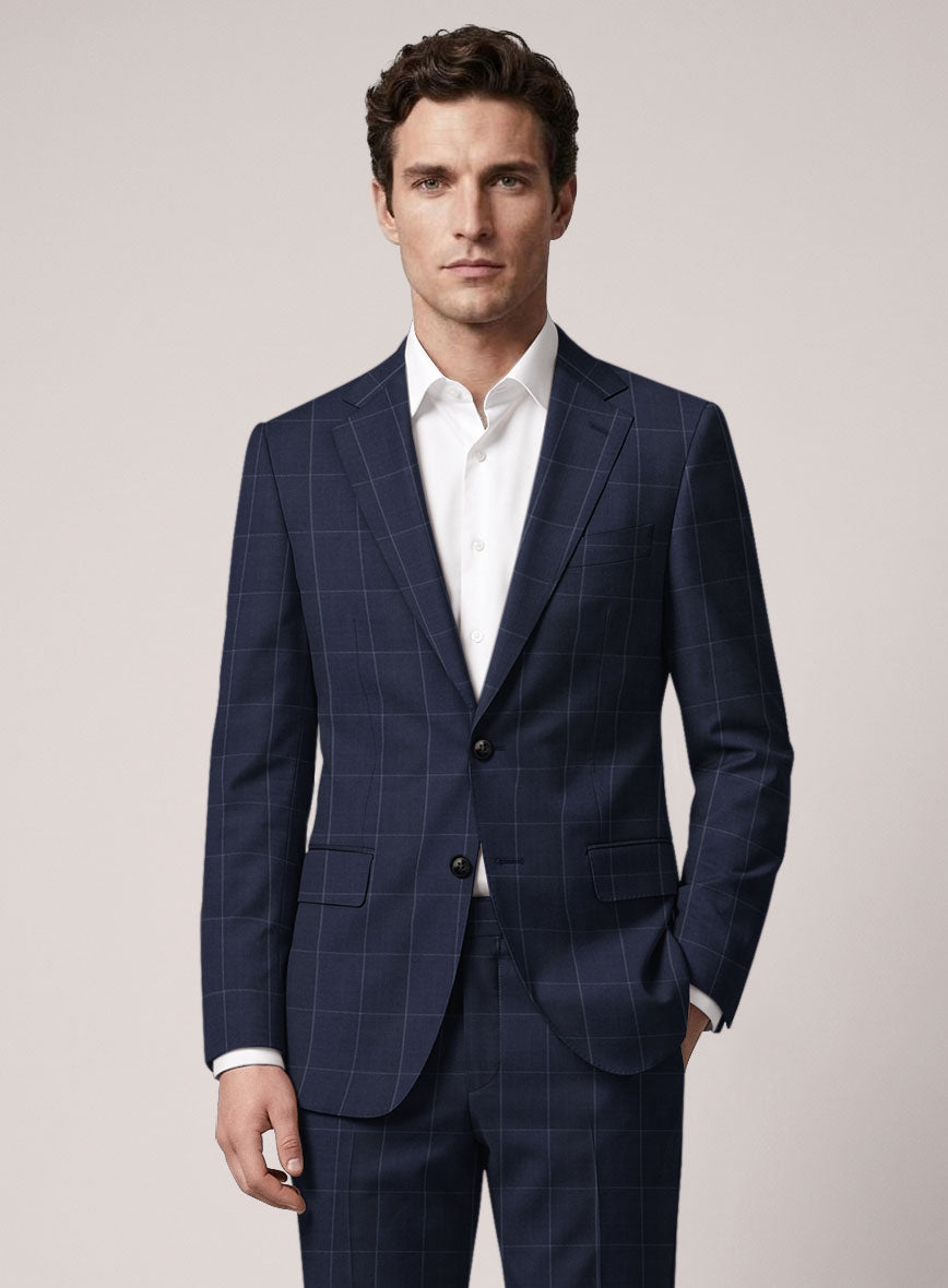 VBC Perennial Blue Windowpane Wool Jacket - StudioSuits