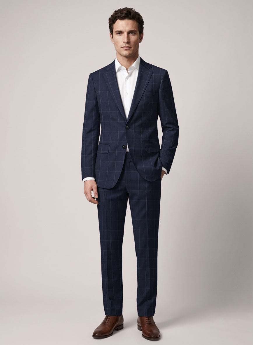 VBC Perennial Blue Windowpane Wool Suit - StudioSuits