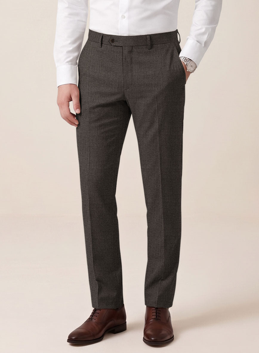 VBC Perennial Brown Birdseye Wool Pants - StudioSuits