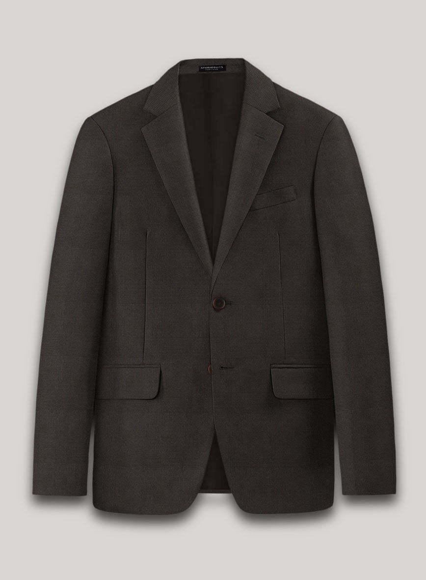 VBC Perennial Brown Glen Check Wool Jacket - StudioSuits