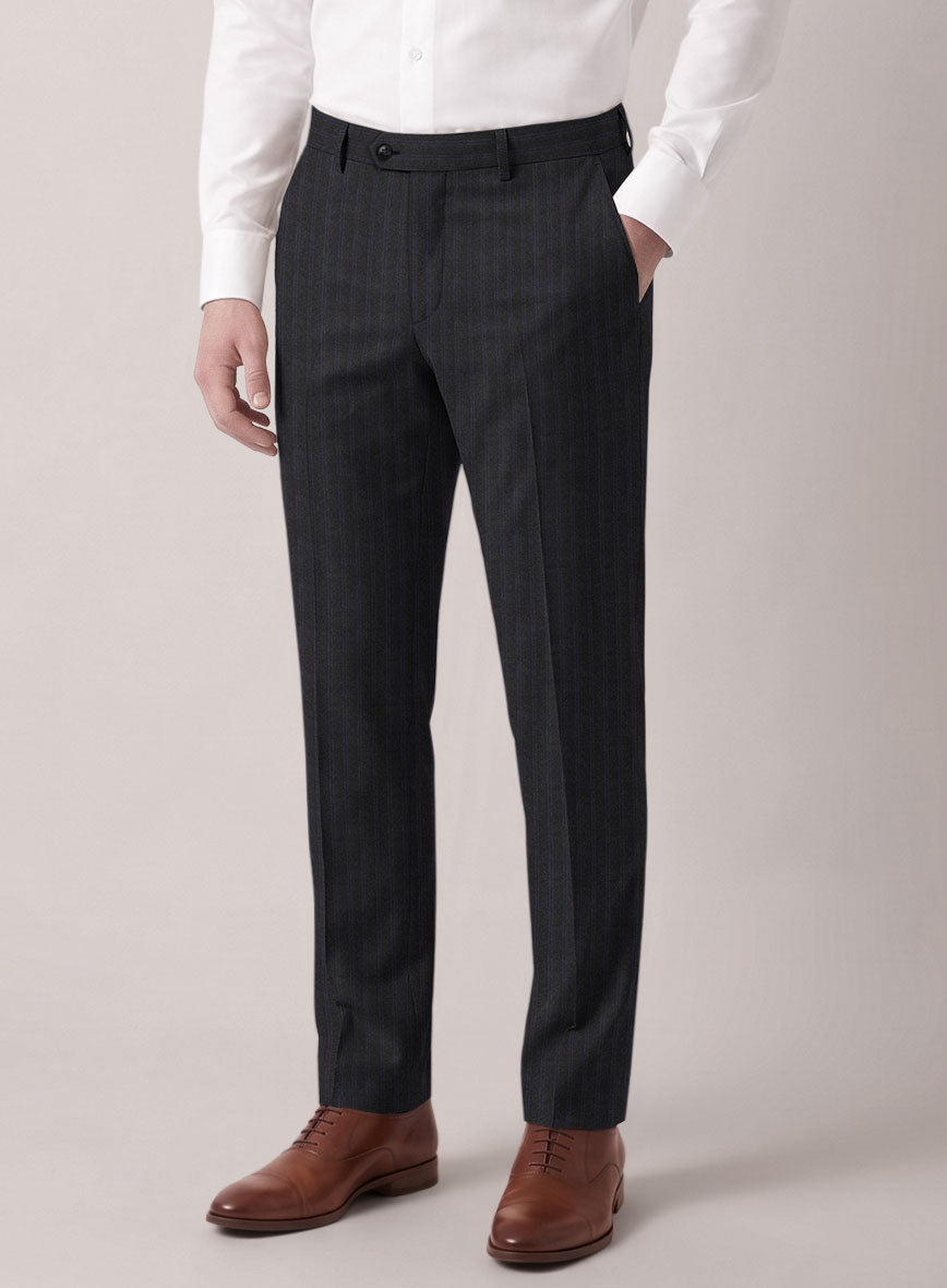VBC Perennial Charcoal Blue Pinstripe Wool Pants - StudioSuits