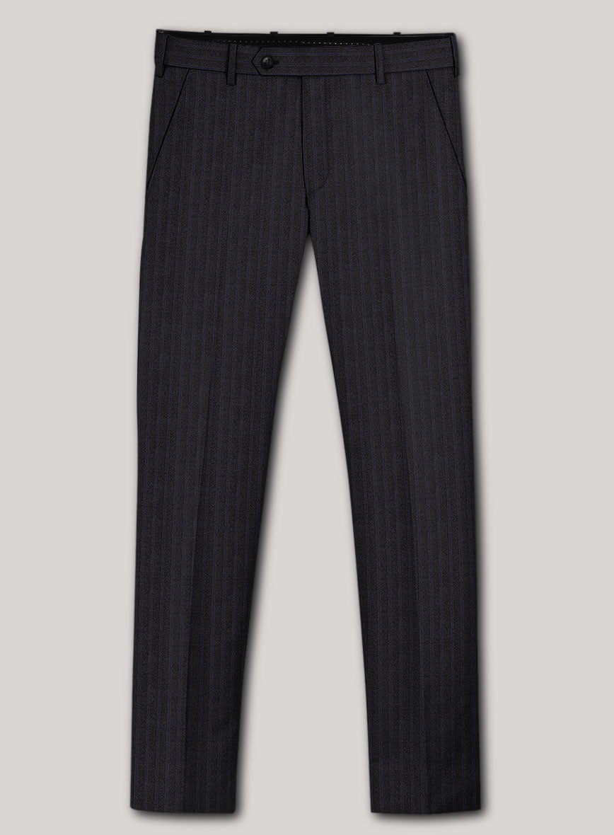 VBC Perennial Charcoal Blue Pinstripe Wool Pants - StudioSuits