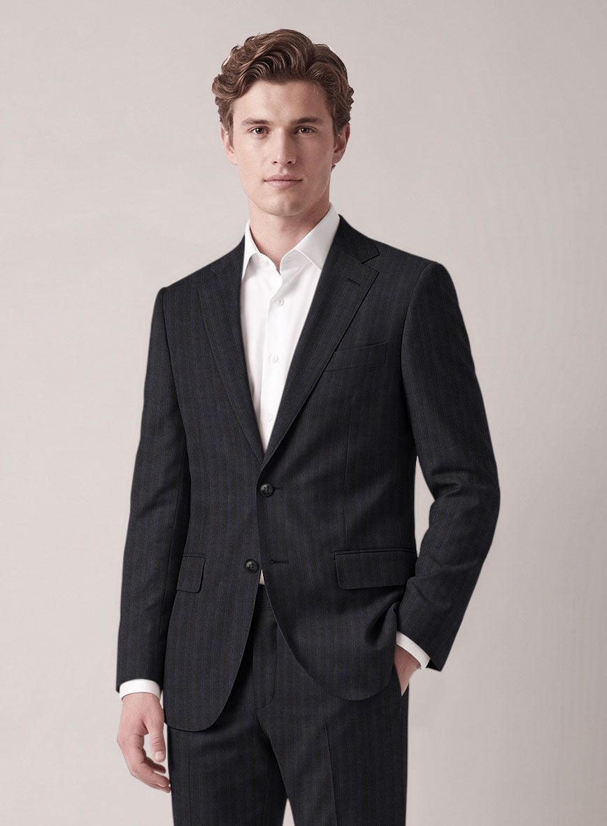 VBC Perennial Charcoal Blue Pinstripe Wool Suit - StudioSuits