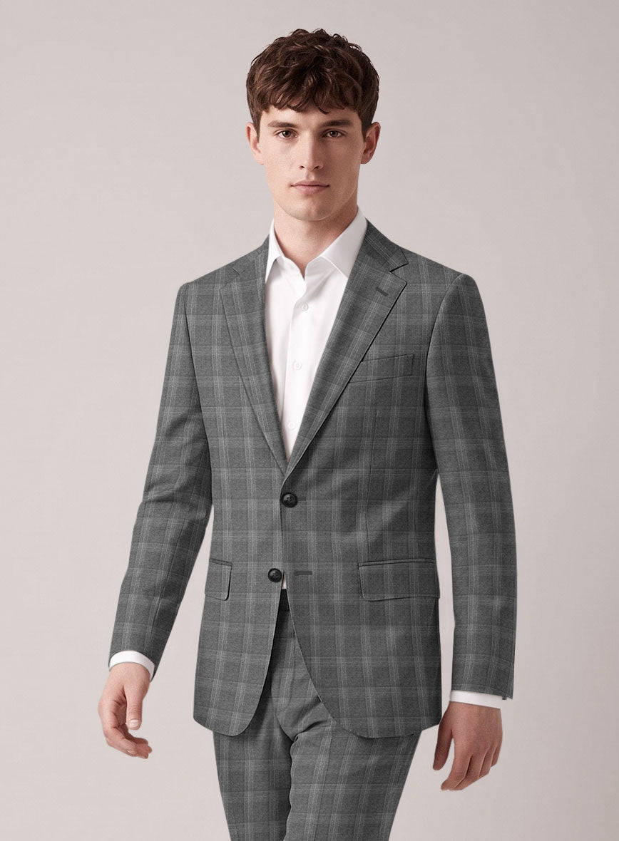 VBC Perennial Charcoal Glen Check Wool Jacket - StudioSuits