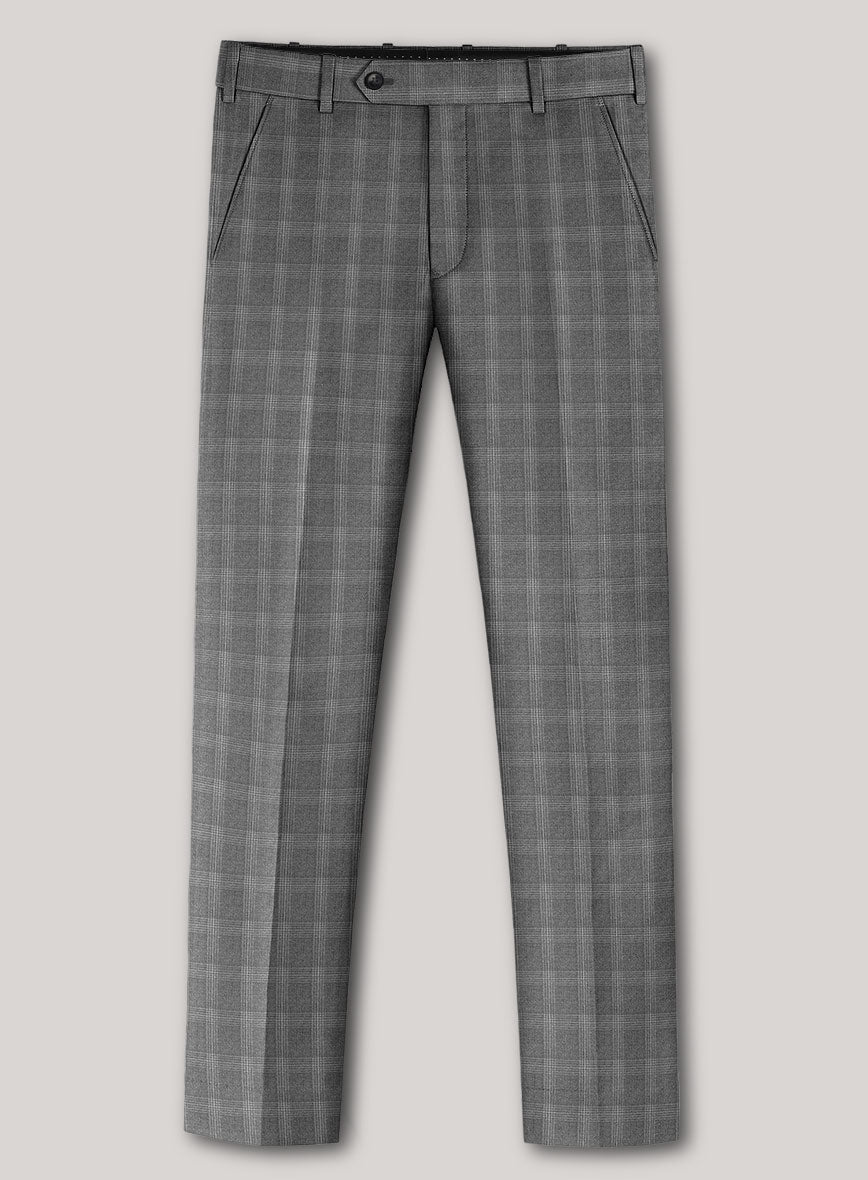 VBC Perennial Charcoal Glen Check Wool Pants - StudioSuits