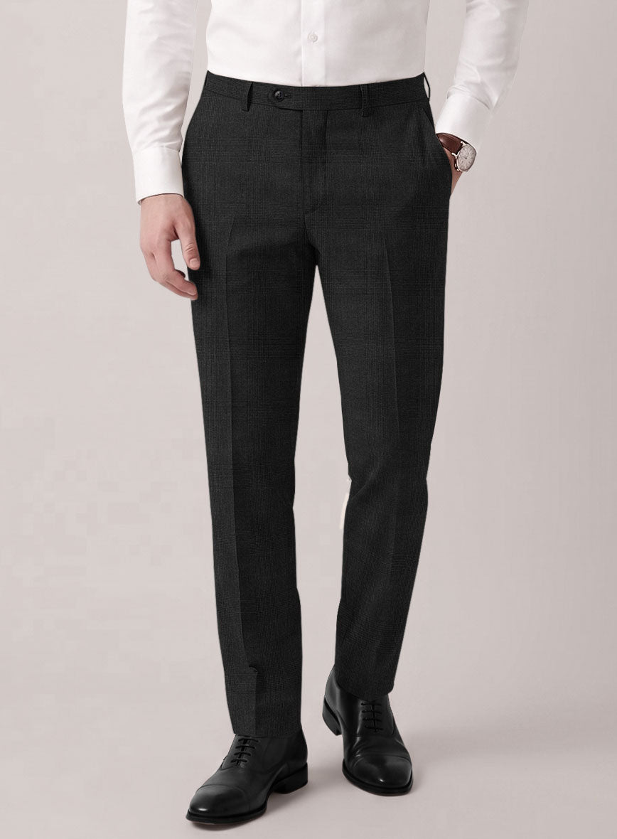 VBC Perennial Charcoal Gray Glen Check Wool Pants - StudioSuits