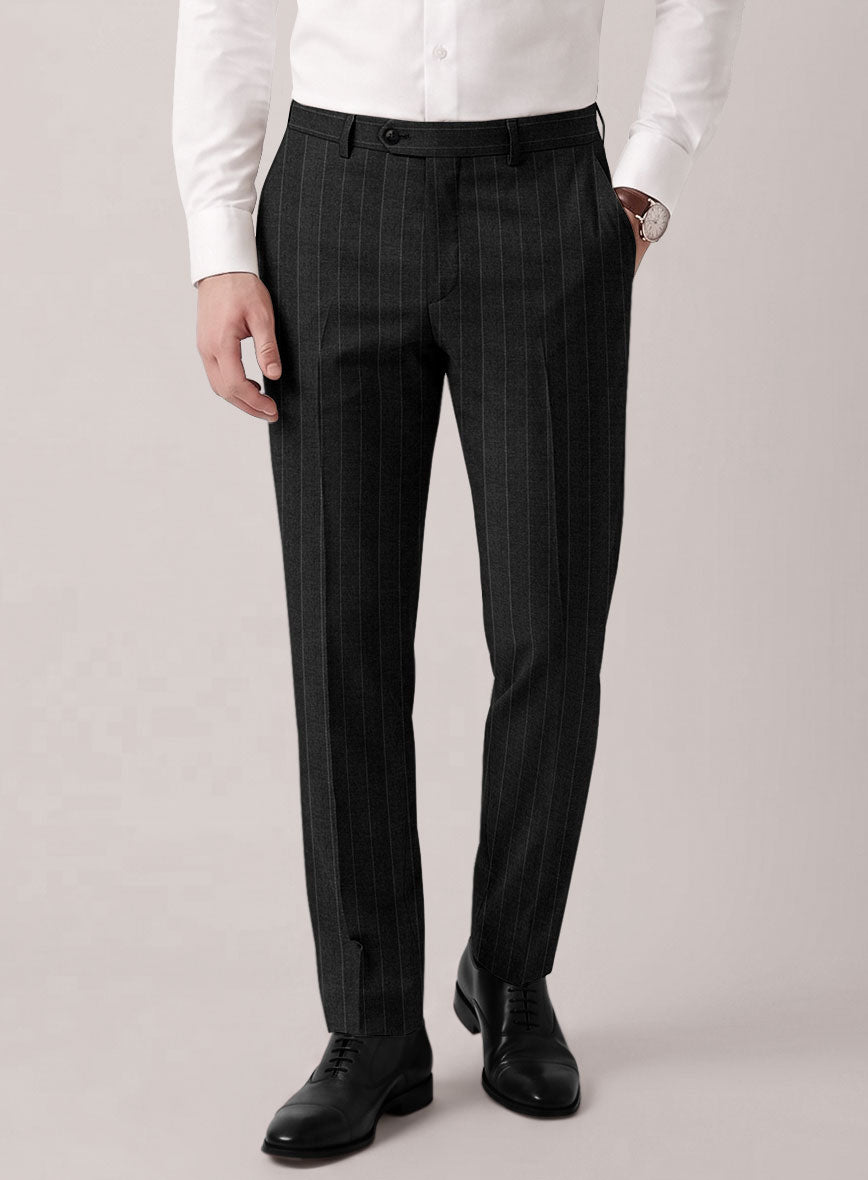 VBC Perennial Charcoal Pinstripe Wool Pants - StudioSuits