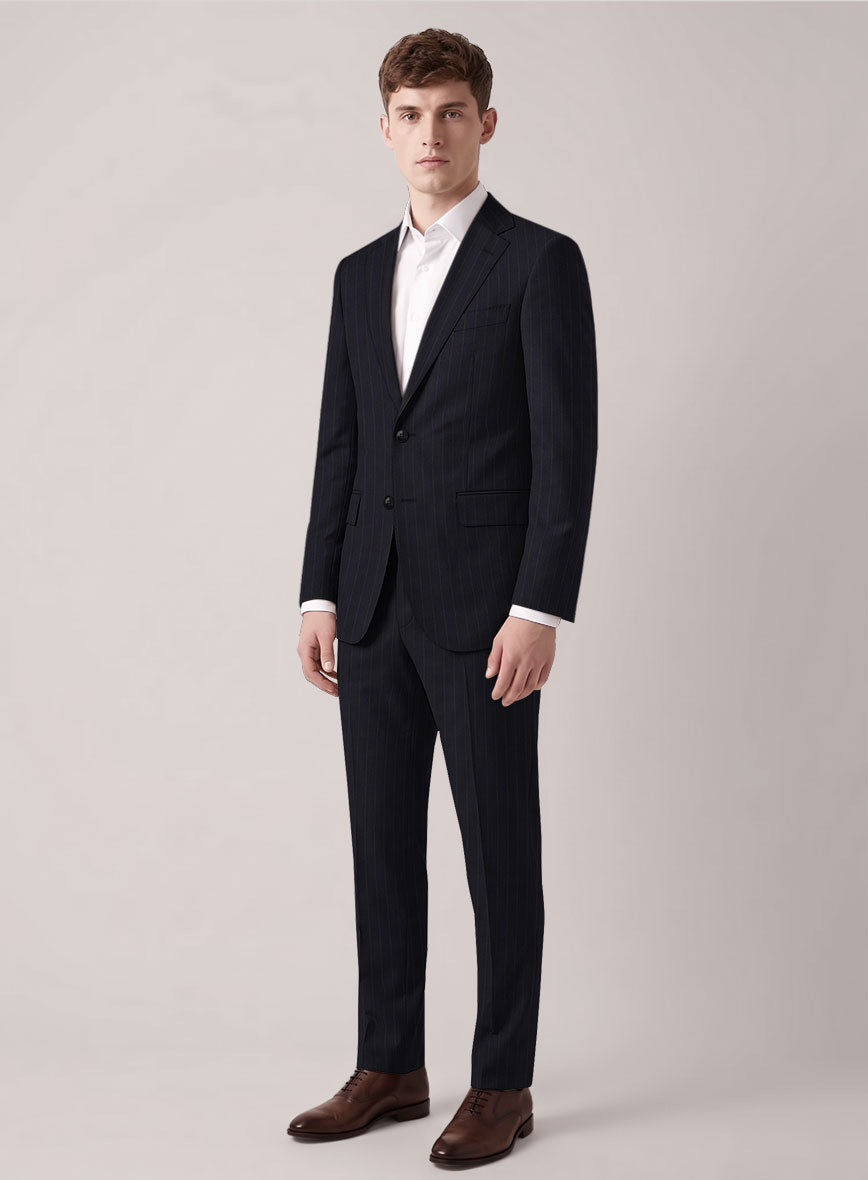 VBC Perennial Dark Blue Stripe Wool Suit - StudioSuits