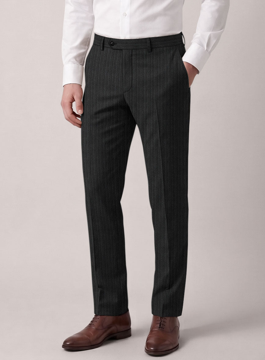 VBC Perennial Dark Gray Pinstripe Wool Pants - StudioSuits