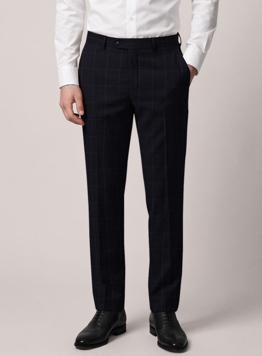 VBC Perennial Deep Indigo Windowpane Wool Pants - StudioSuits