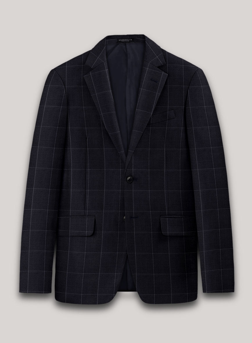 VBC Perennial Deep Indigo Windowpane Wool Suit - StudioSuits
