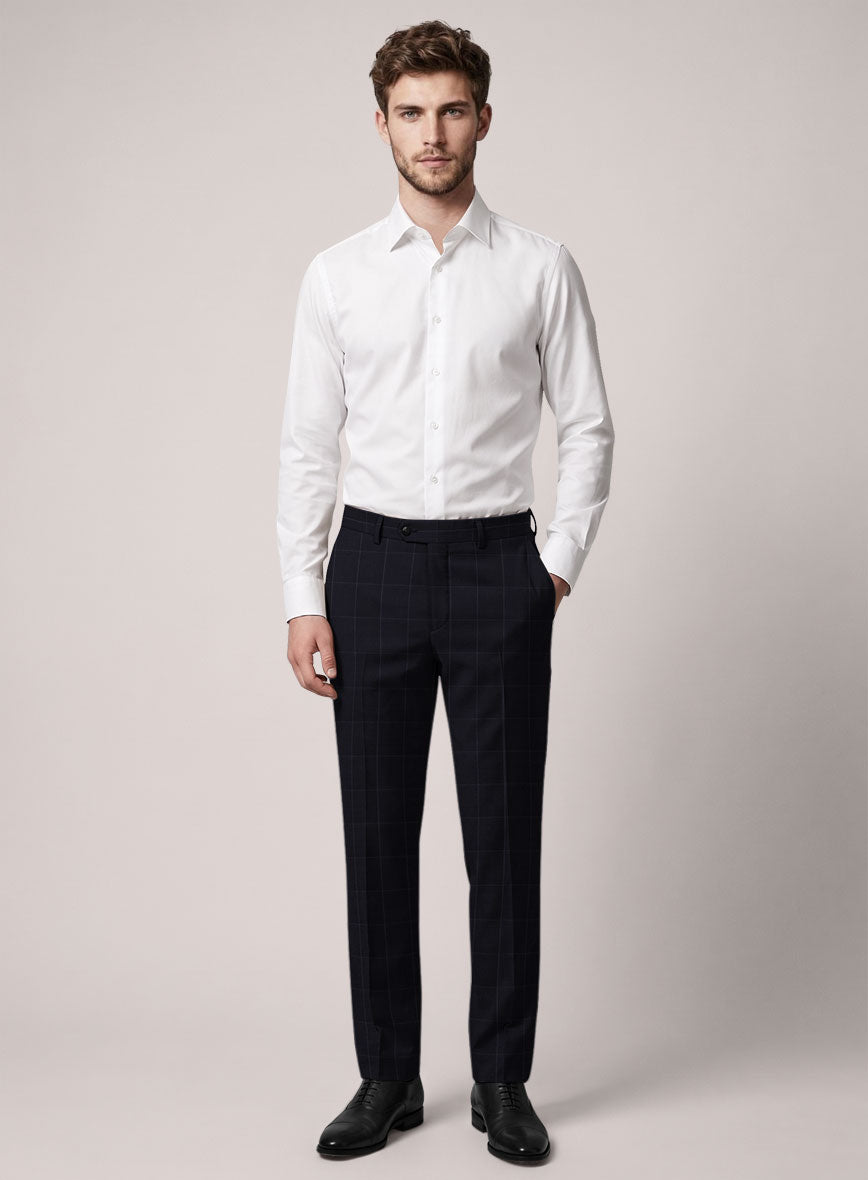VBC Perennial Deep Indigo Windowpane Wool Suit - StudioSuits