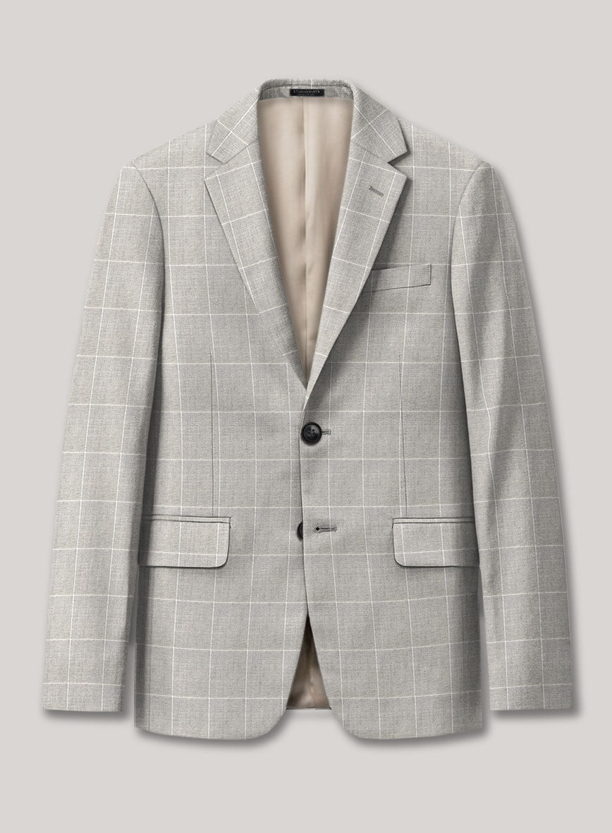 VBC Perennial Gray Heritage Windowpane Wool Jacket - StudioSuits