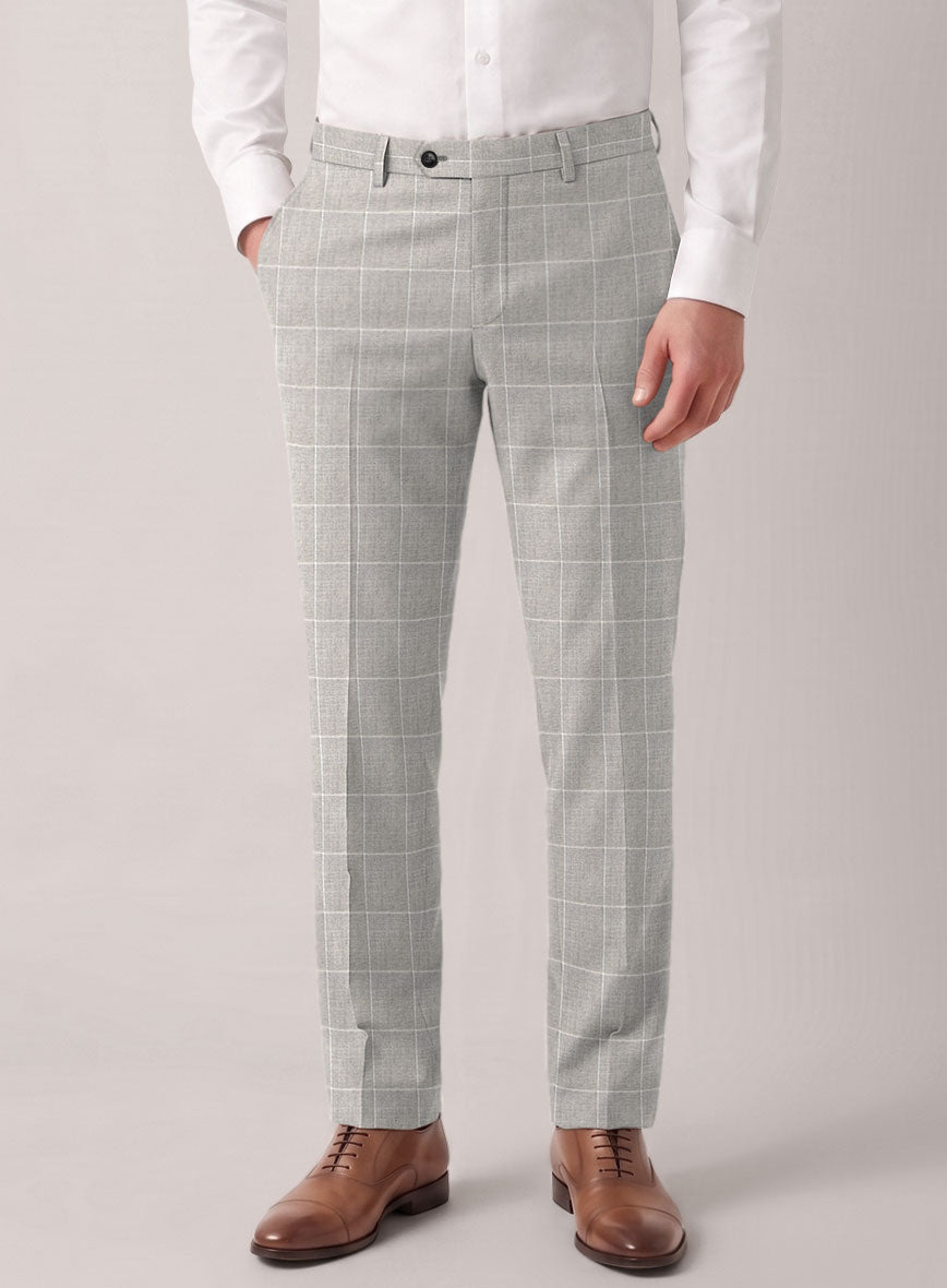 VBC Perennial Gray Heritage Windowpane Wool Pants - StudioSuits