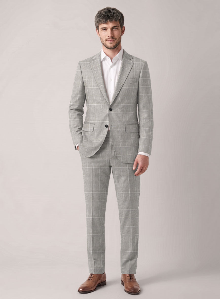 VBC Perennial Gray Heritage Windowpane Wool Suit - StudioSuits