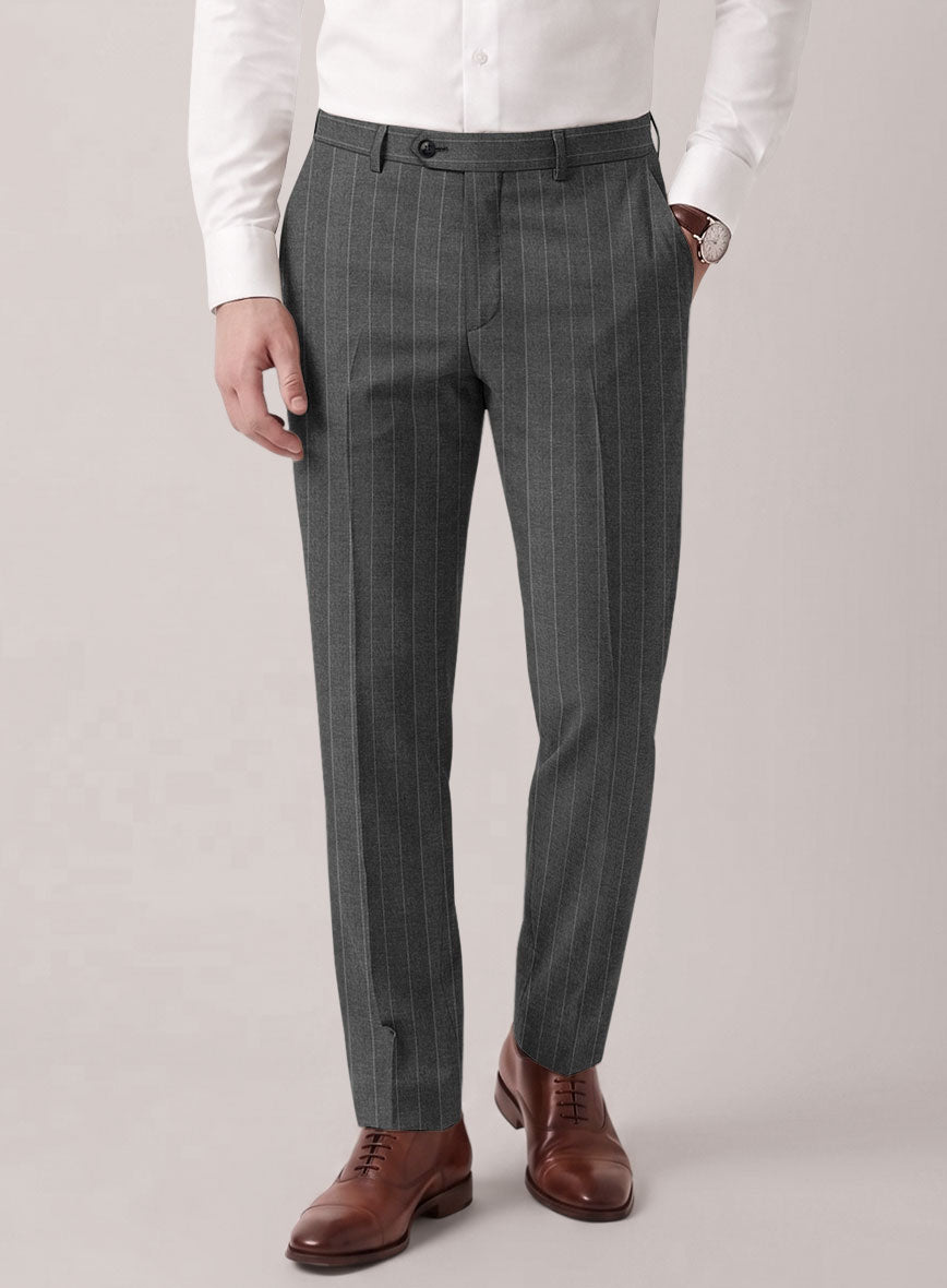 VBC Perennial Gray Pinstripe Wool Pants - StudioSuits