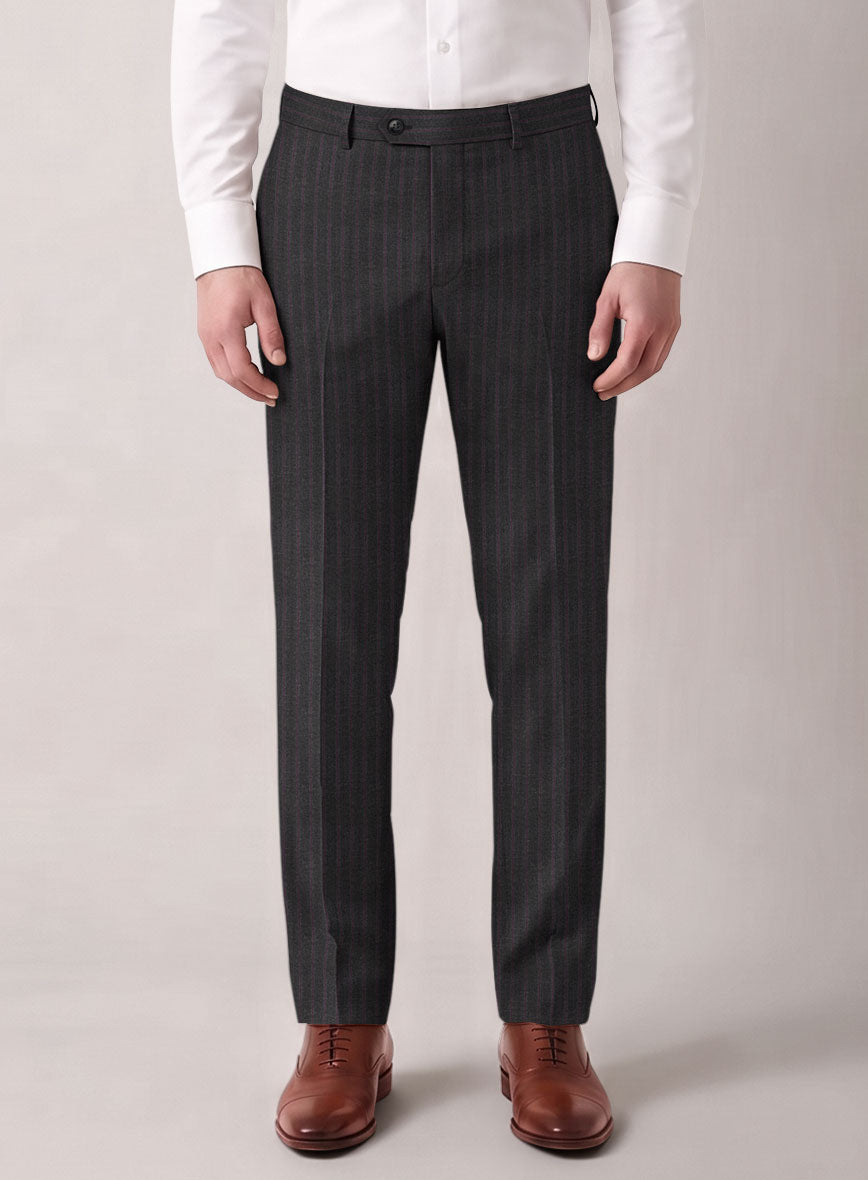 VBC Perennial Gray Shadow Pinstripe Wool Pants - StudioSuits