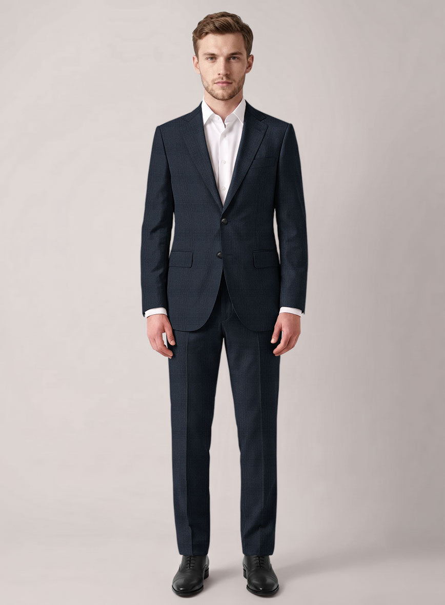 VBC Perennial Imperial Navy Glen Check Wool Suit - StudioSuits